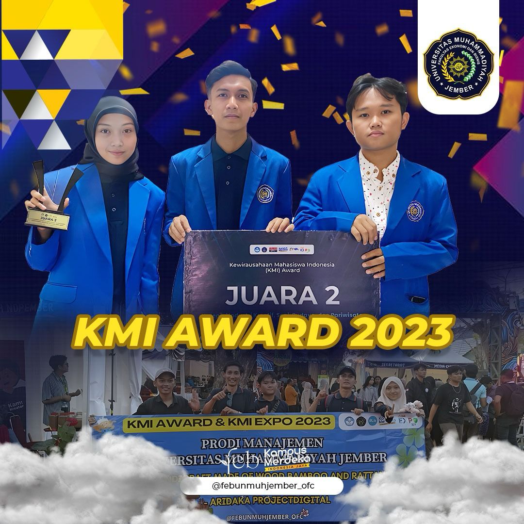 Mahasiswa FEB UNMUH Jember Raih Juara 2 Kewirausahaan Mahasiswa Indonesia (KMI) Award 2023